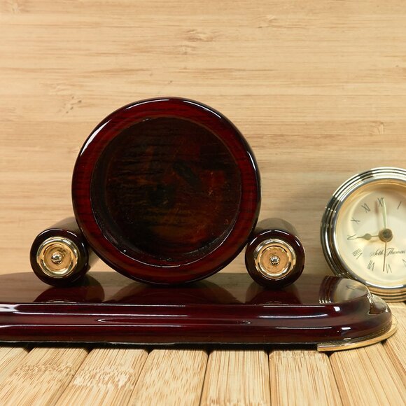Seth Thomas Mini Table Clock "THE REGAL" Model NO. 129, Mahogany Wood and Brass - Picture 5 of 8